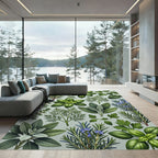 Green Herb Garden Botanical Assemblage Rug