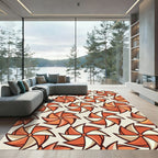 Retro Orange Pinwheel Swirl Rug