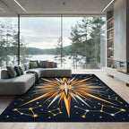 Golden Starburst Constellation Night Rug