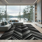 Monochromatic Chevron Plank Formation Rug