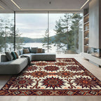 Earthy Terracotta Sunburst Geometric Art Rug