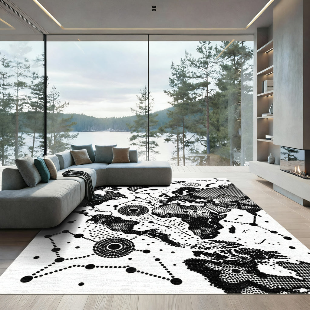 Global Dotted Continents Connection Art Rug