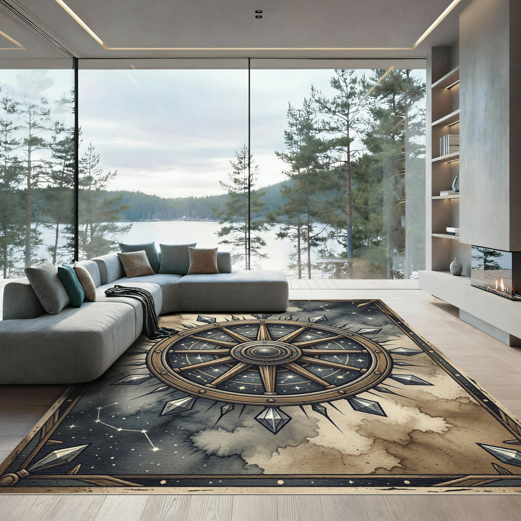 Celestial Ship Wheel Constellation Rug