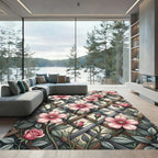 Pink Rose Trellis Lattice Garden Rug