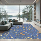 Delicate Blue Meadow Floral Sprigs Rug