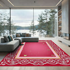 Red Cream Hearts With Gold Stars Rug
