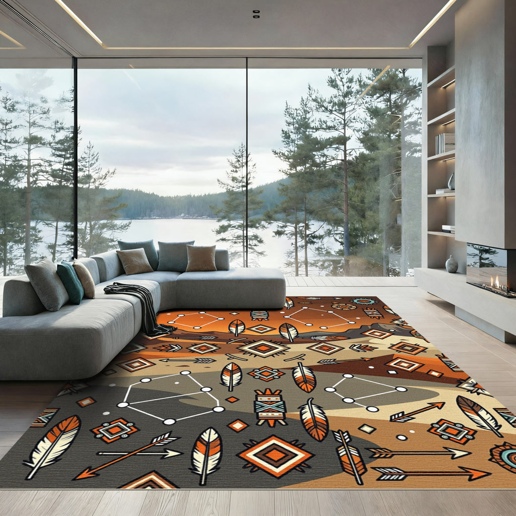 Earthy Sunset Geometric Tribal Arrow Rug