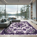 Vintage Purple Rose Bouquet Frame Rug