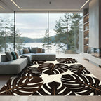 Deep Brown Monstera Tropical Leaf Rug