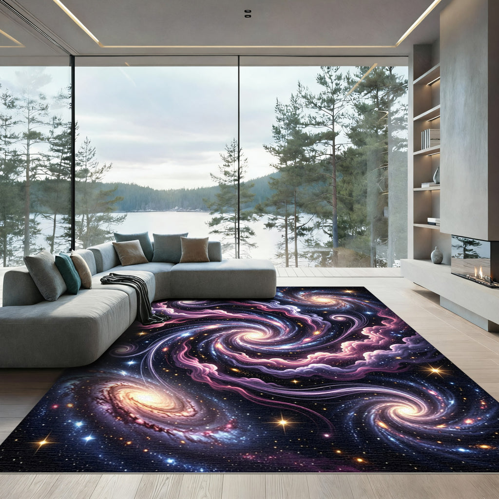 Cosmic Nebula Swirl Galaxy Area Rug
