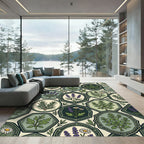Green Botanical Hexagon Herb Garden Rug
