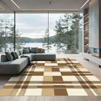 Earthy Brown Plaid Checkered Rug