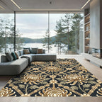 Golden Chrysanthemum Floral Lattice Rug