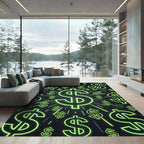 Neon Green Dollar Sign Radiant Backdrop Rug