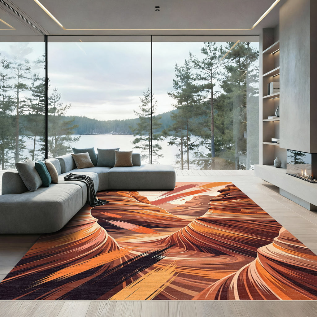 Canyon Swirl Orange Abstract Rug