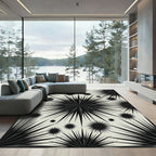 Black Spiky Starburst Geometric Rug
