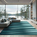 Teal Abstract Brush Stroke Lines Rug