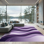 Modern Chic Purple Abstract Waves Rug