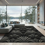 Art Deco Gray Fanburst Pattern Rug