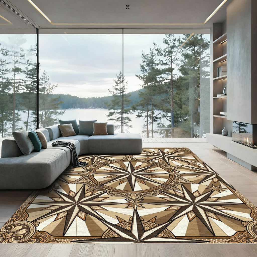 Antique Compass Rose Starburst Rug