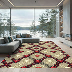 Red Diamond Chain Geometric Rug