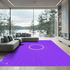 Radiant Purple Sunburst Circle Stars Rug