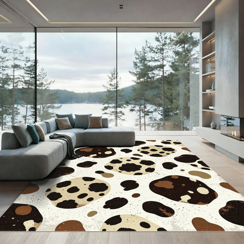 Abstract Spotted Cream and Coffee Animal Rug