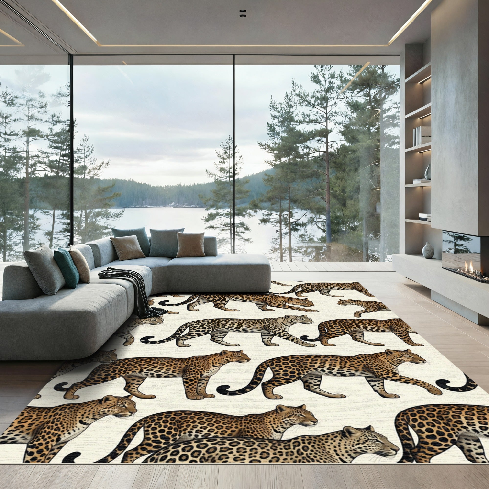 Leopard Spot Animal Safari Pattern Rug