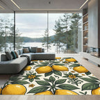 Vibrant Yellow Botanical Lemon Garden Rug