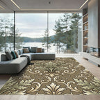 Antique Tan Rococo Acanthus Scroll Rug