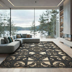 Ornate Gray Lattice Fleur-de-lis Rug