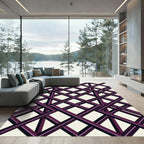 Geometric Purple Interlocking Lattice Illusion Rug