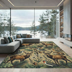 Vintage Woodland Deer and Forest Fauna Rug