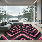 Bold Mauve and Charcoal Chevron Zigzag Rug