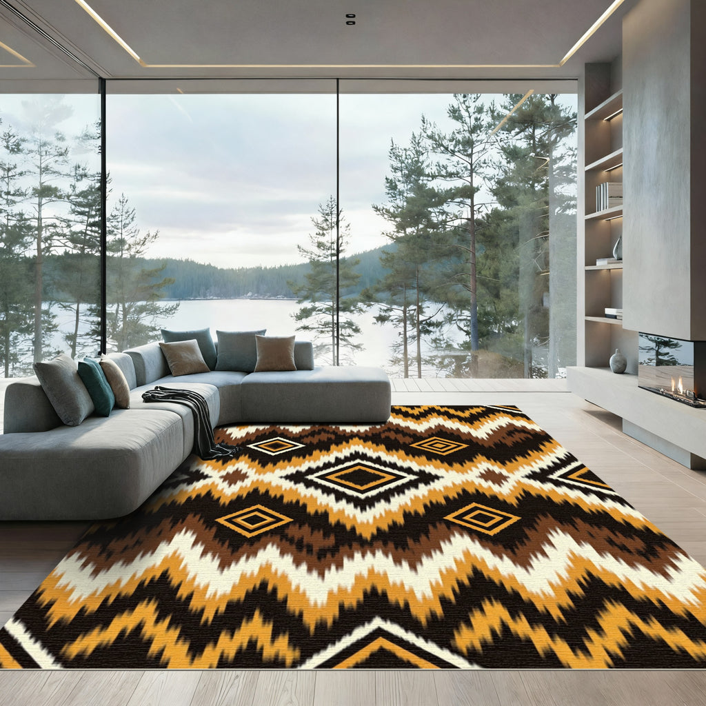 Earthy Zigzag Diamond Ethnic Rug