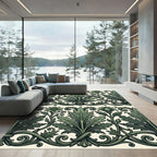 Emerald Botanical Acanthus Leaf Scroll Rug