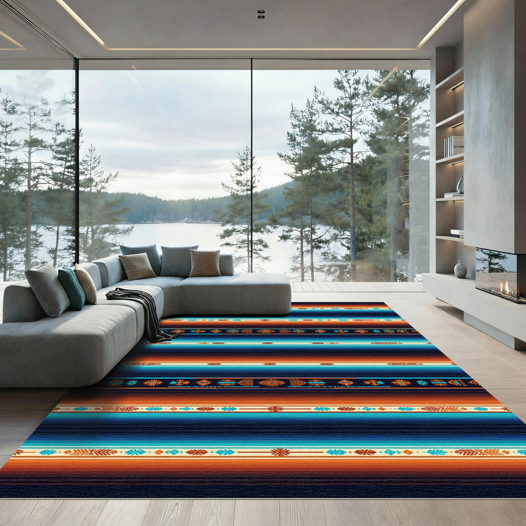 Sunset Gradient Southwest Striped Geometric Rug