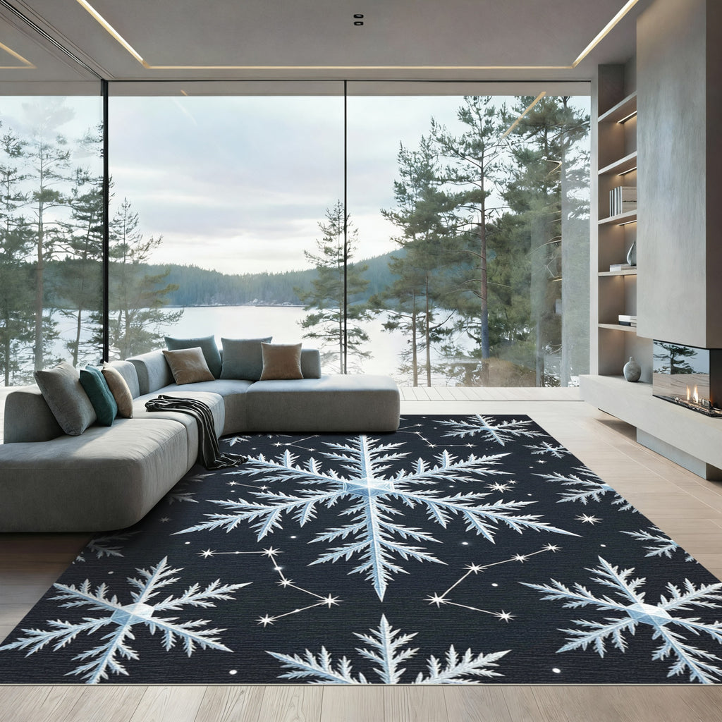 Winter Snowflake Constellation Night Rug