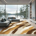 Abstract Earthy Brown Brushstroke Rug