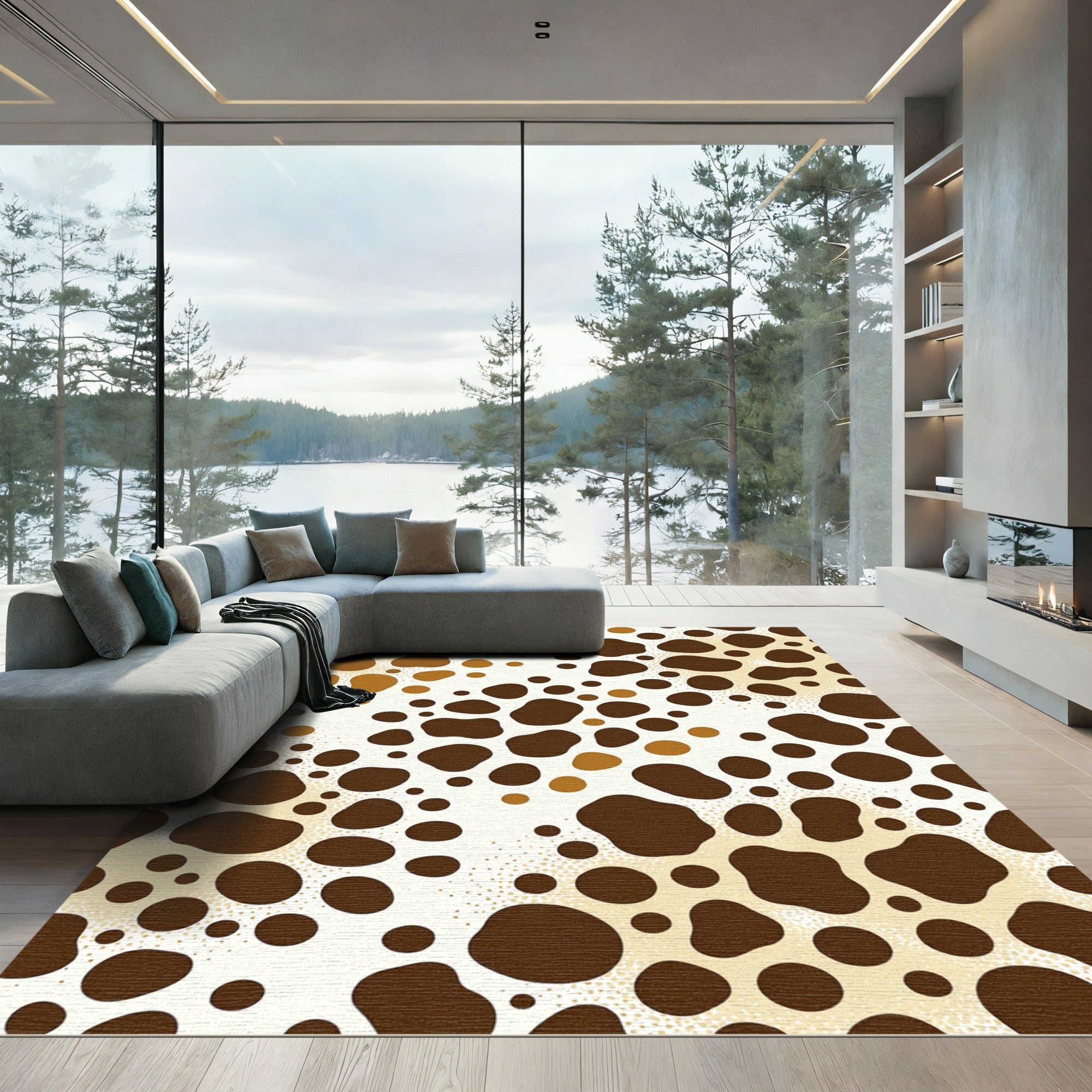 Organic Brown and Amber Spotted Animal Rug