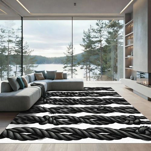 Black Braided Rope Collection Rug