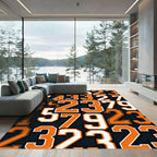 Varsity Orange Collegiate Number Graphic Rug