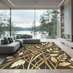 Golden Wheat and Leaf Array Rug