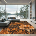 Burnt Orange Fan Art Deco Rug
