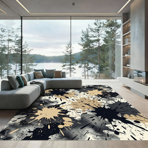 Abstract Sepia Splatterburst Background Rug