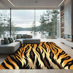 Golden Black Savage Fur Ripples Rug