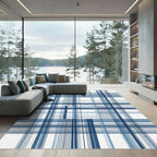 Indigo Blue Grid Intersection Rug