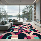Modern Pink Arch Geometric Composition Rug