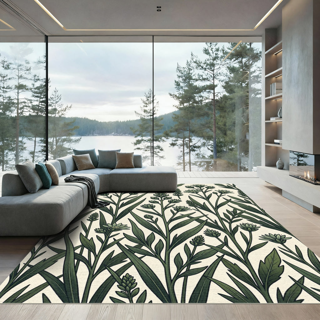 Dark Green Botanical Garden Rug