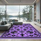 Amethyst Black Floral Filigree Assemblage Rug